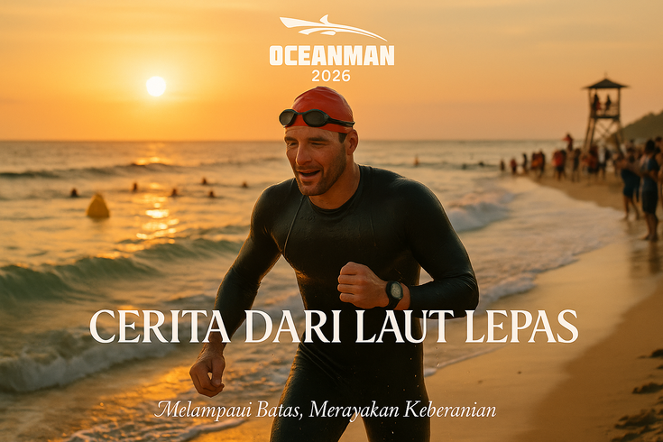 "Peserta Oceanman 2026 menantang ombak, menggali kekuatan dan kedamaian dalam setiap selamannya."