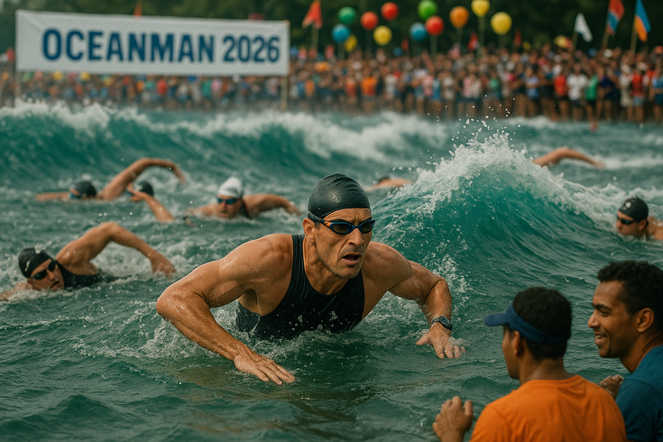 Oceanman 2026: Pertarungan sengit para atlet di atas ombak, menaklukkan lautan dengan keberanian.